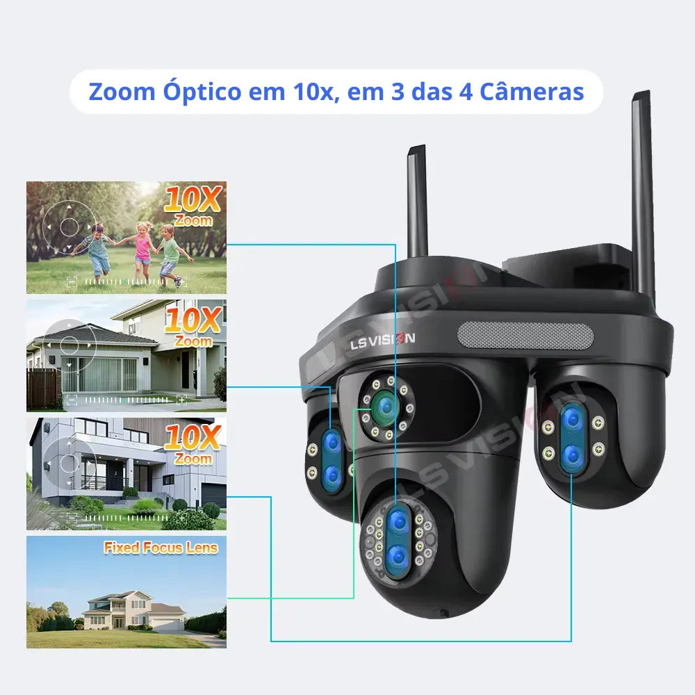 Camera de segurança wifi ls vision wl367 Zoom Optico 35mp Quatro Telas 7 Lentes - Garantia de 1 Ano