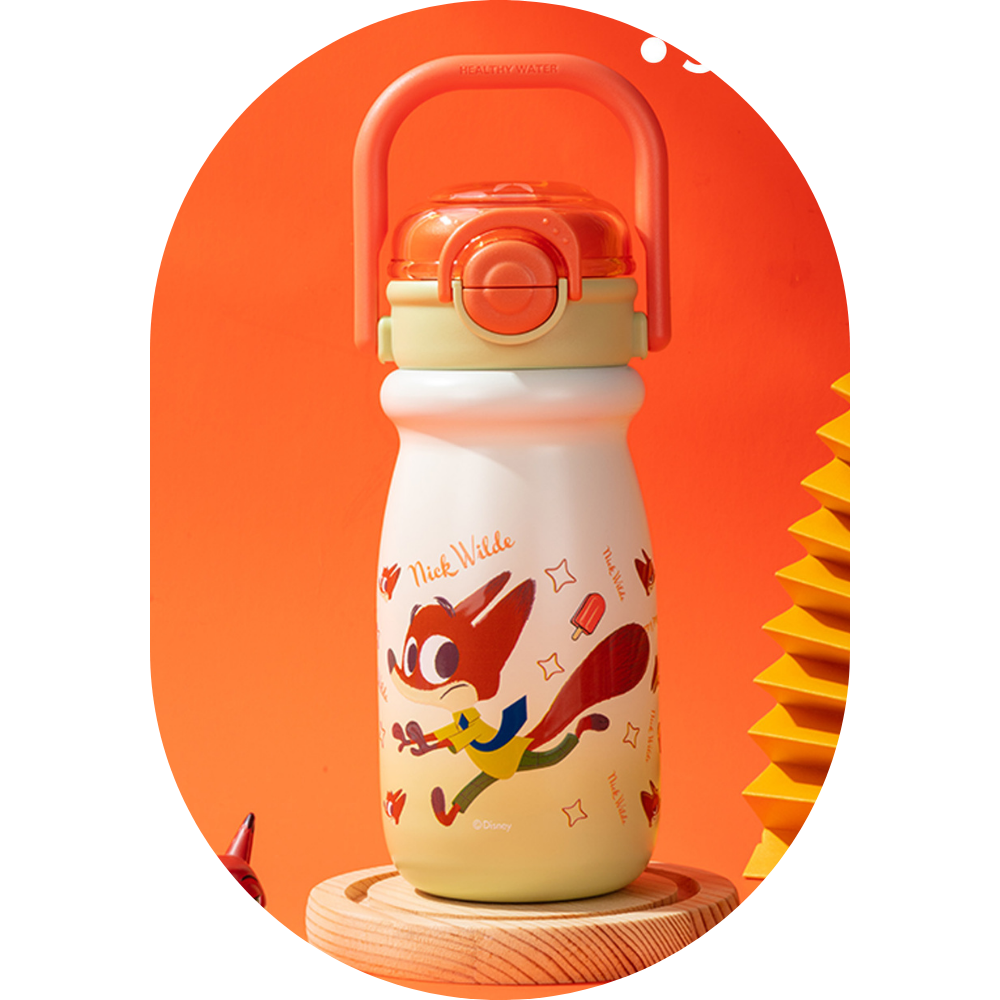 Garrafa Térmica Infantil 550ml em Aço Inox com Canudo e Alça