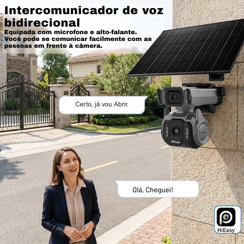 LBW03 Solar 4G AOV Câmera de Segurança Solar 4G 360° com Gravação 24h e Zoom Óptico - Garantia de 1 Ano