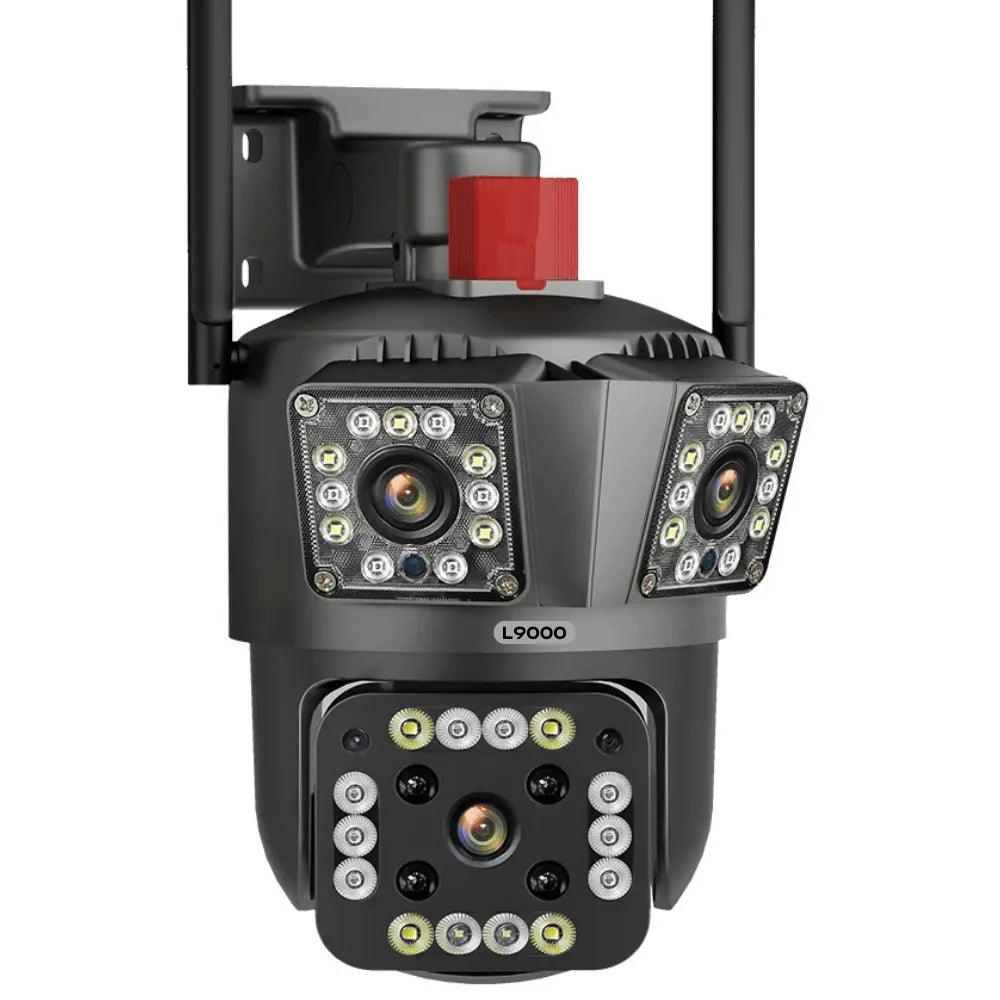 Camera wifi L9000 externa 3 lentes 12mp Visão noturna colorida zoom 8x - LojaLB
