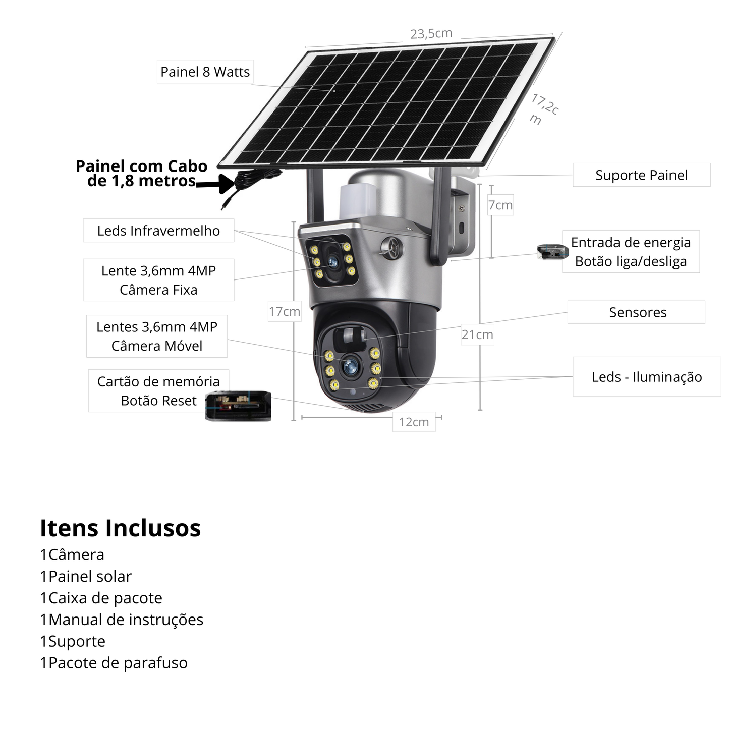 Camera solar com entrada pra chip 4g sem internet