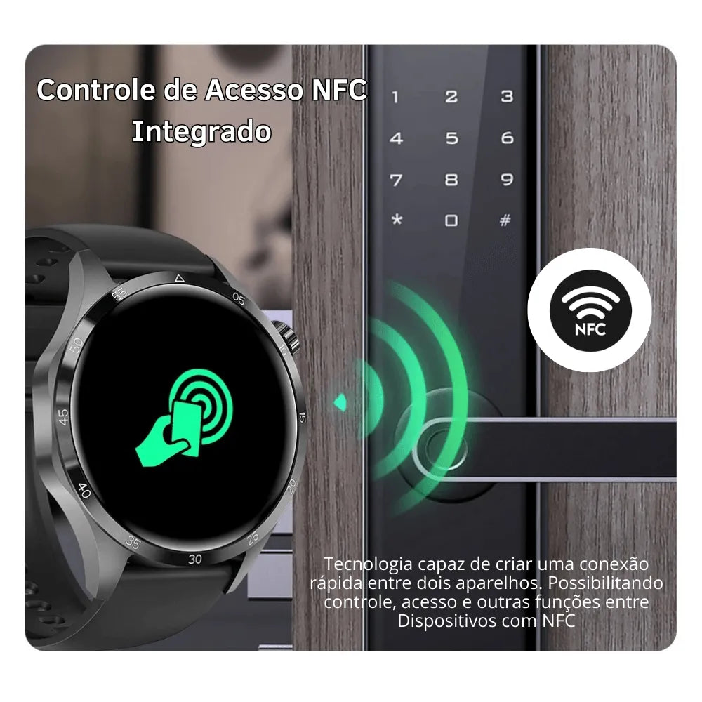 Relogio Smartwatch inteligente GT4i NFC GPS Bussola - LojaLB