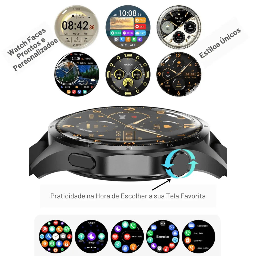Relogio Smartwatch inteligente GT4i NFC GPS Bussola - LojaLB