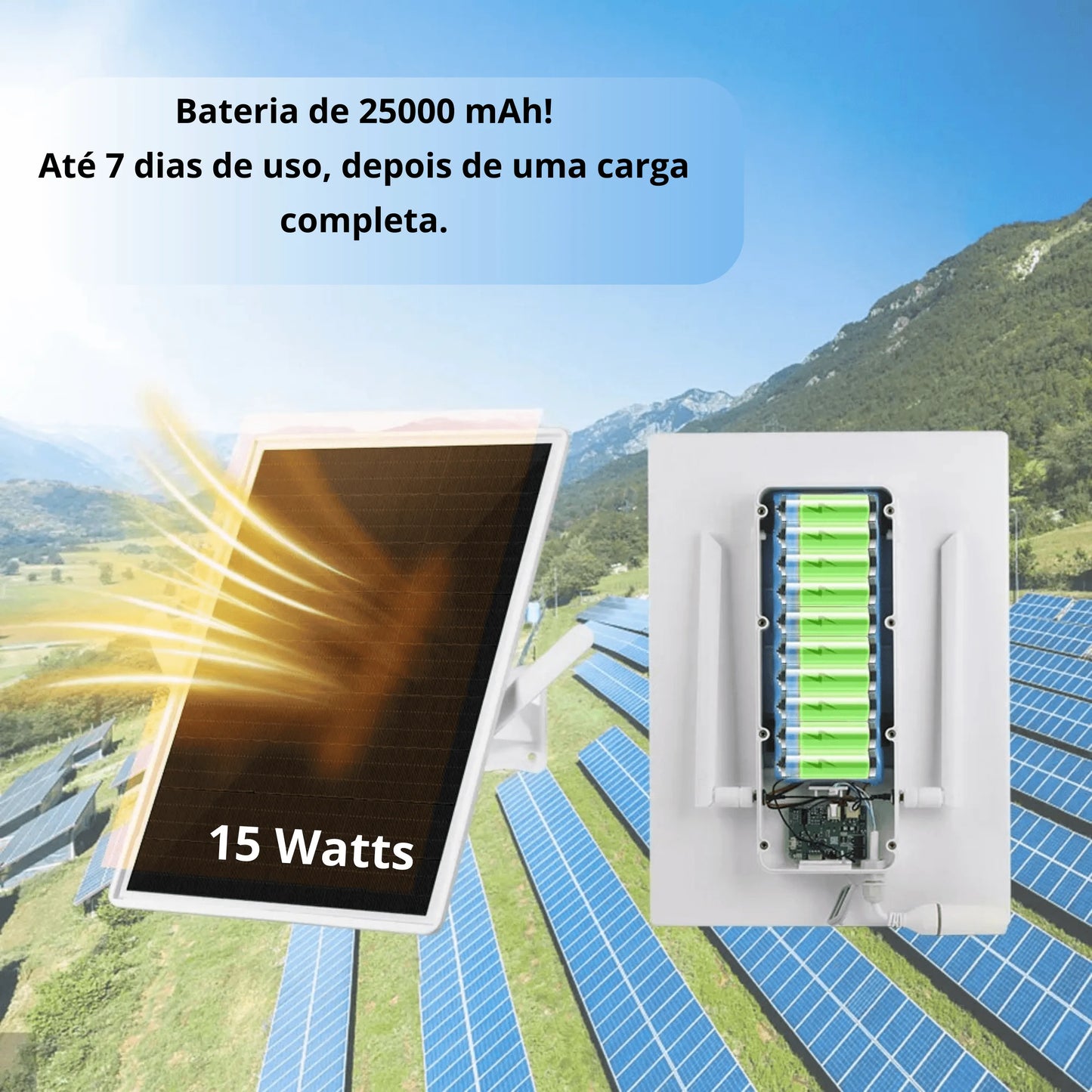 Roteador solar wifi chip 4g Com Bateria interna 25000mah 15watts a prova dagua - LojaLB