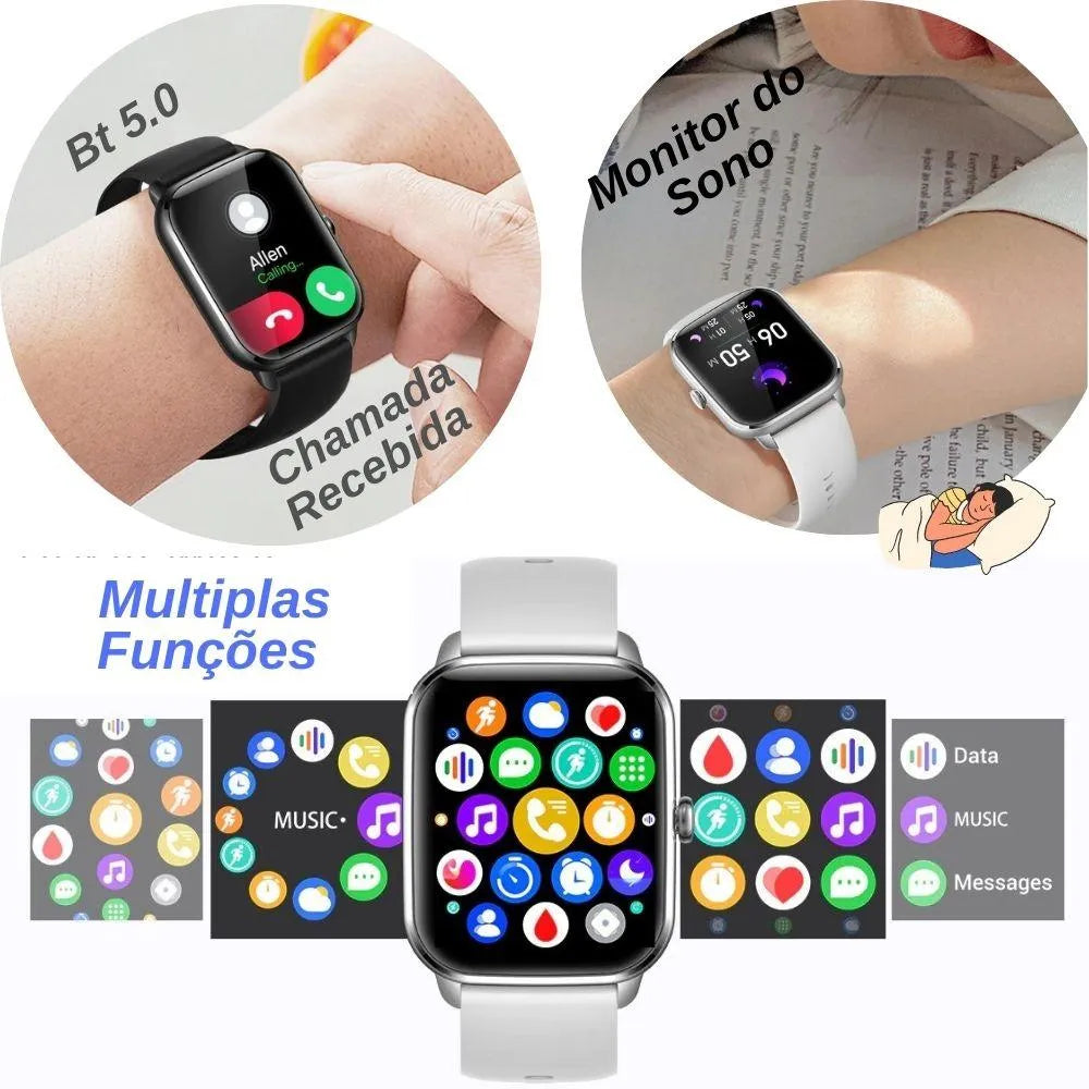 Smartwatch Relogio inteligente watch top ip67 Tela 1.9" Assistente de Voz Bt5.0 Android iphone ios masculino feminino - LojaLB