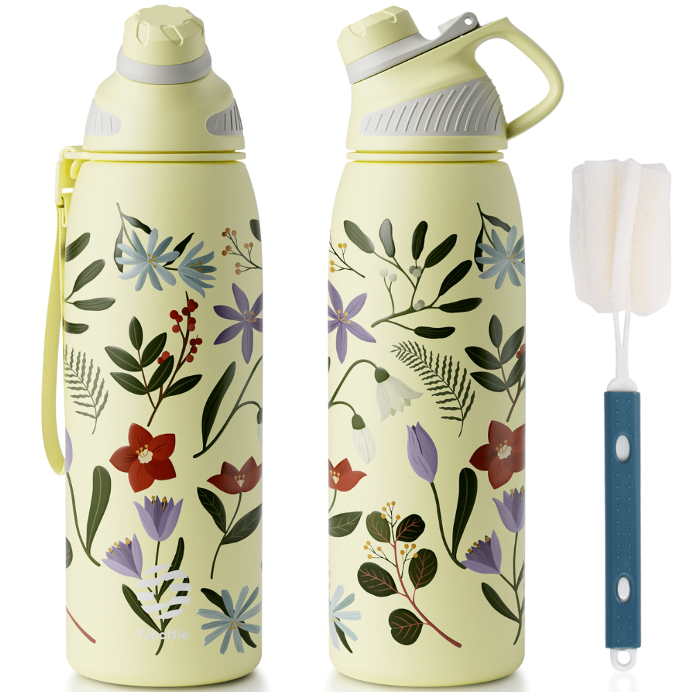 Garrafa Térmica Inox 1L com Tampa Magnética e Alça Portátil Feminina Estampas - LojaLB