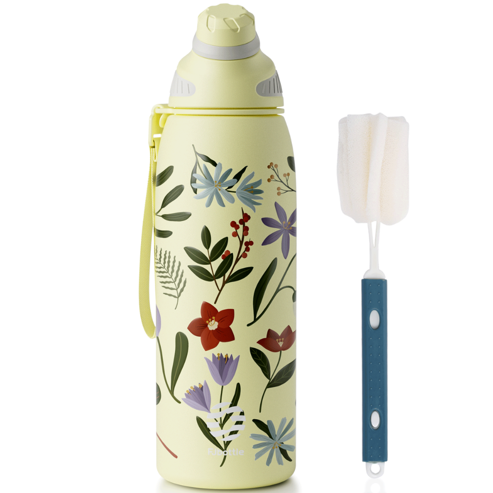 Garrafa Térmica Inox 1L com Tampa Magnética e Alça Portátil Feminina Estampas - LojaLB