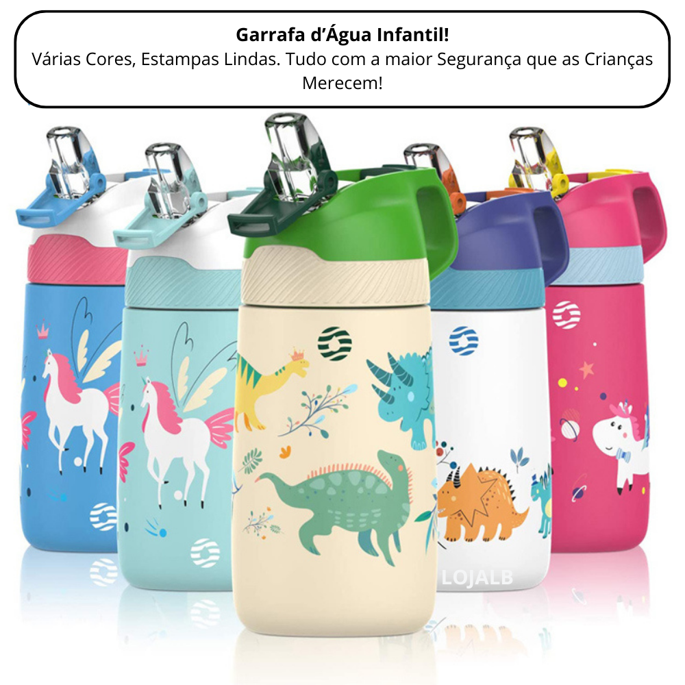 Garrafa Termica infantil estampa Com Canudo Ultra Resistente 350ml - LojaLB