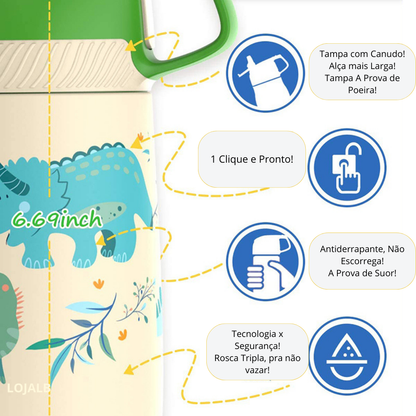 Garrafa Termica infantil estampa Com Canudo Ultra Resistente 350ml - LojaLB