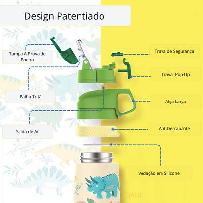 Garrafa Termica infantil estampa Com Canudo Ultra Resistente 350ml - LojaLB