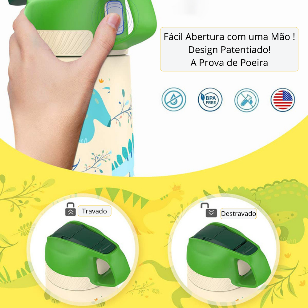 Garrafa Termica infantil estampa Com Canudo Ultra Resistente 350ml - LojaLB
