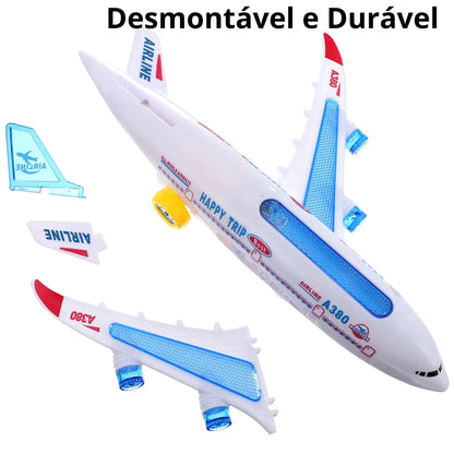 Avião Brinquedo infantil A380 sons reais musicas rotação automatica - LojaLB