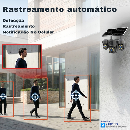 Câmera de Segurança Solar 4G WiFi Externa LBW04 3em1 AOV 360° com Gravação 24h - Garantia de 1 Ano
