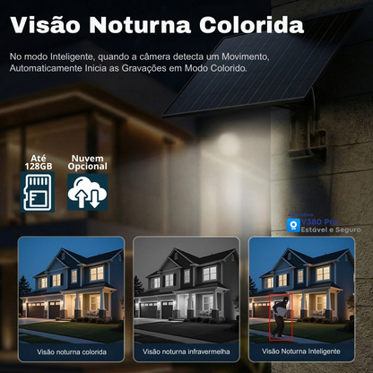 Câmera de Segurança Solar 4G WiFi Externa LBW04 3em1 AOV 360° com Gravação 24h - Garantia de 1 Ano