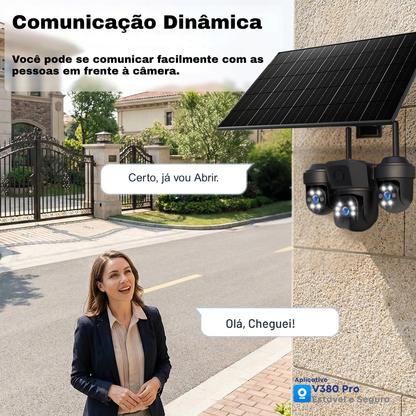 Câmera de Segurança Solar 4G WiFi Externa LBW04 3em1 AOV 360° com Gravação 24h - Garantia de 1 Ano
