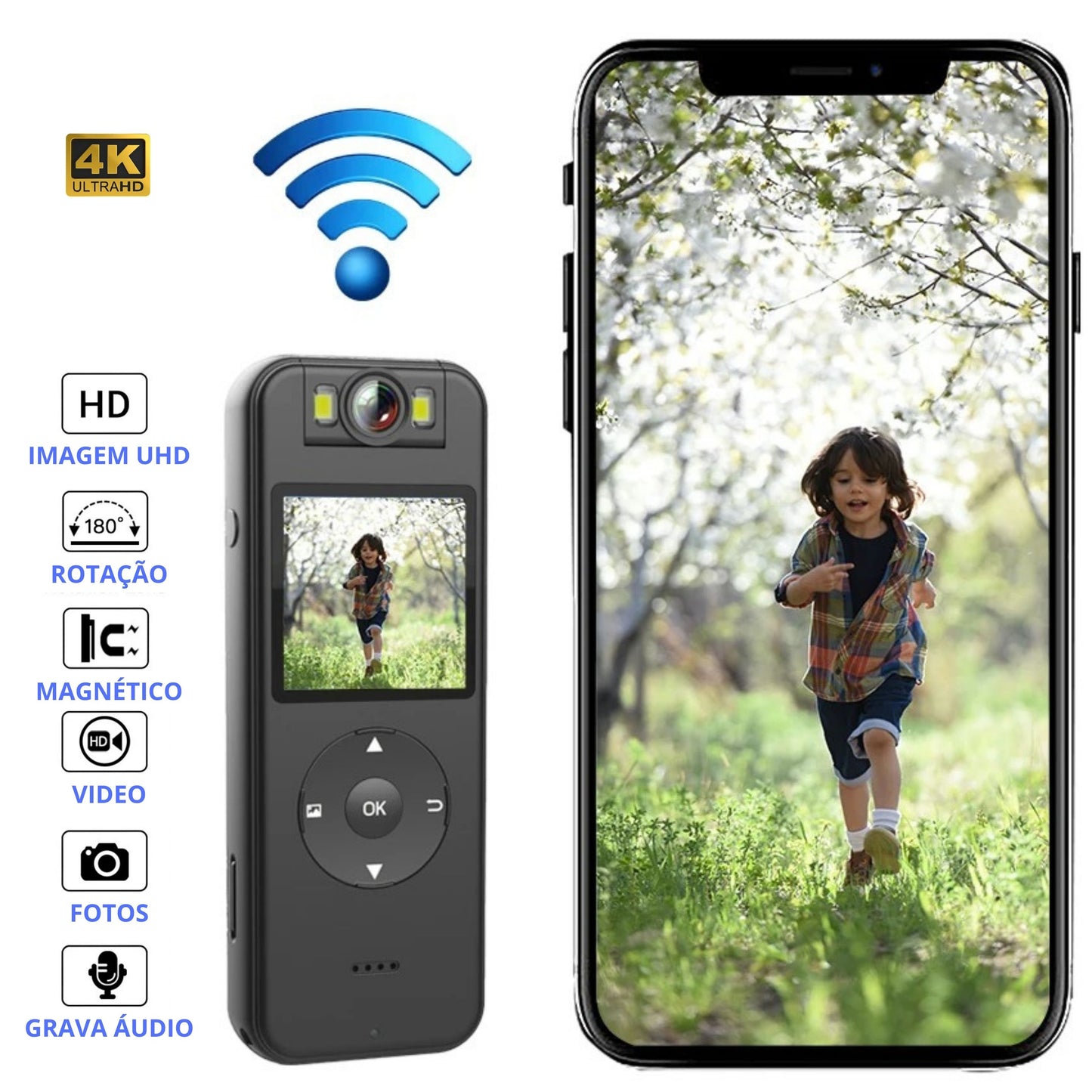 Mini Camera corporal de ação esportiva wifi Ultra HD 4K Portátil Grava Vídeo Com Visão Noturna cs09 Até 256GB