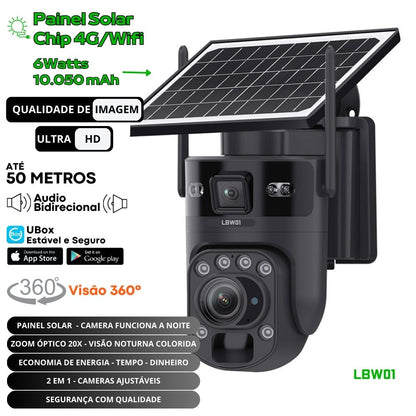 Camera wifi 4G solar lbw01 12MP zoom 20X Optico duas telas audio rastreamento cctv - Garantia de 1 Ano