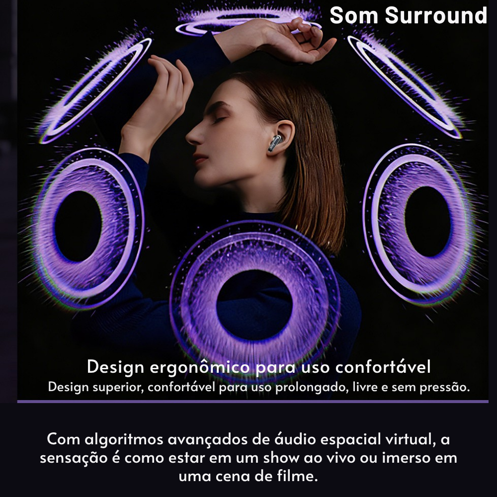 Fone de ouvido sem fio Bluetooth tradutor de Idiomas NE70 com Tela Touch Cancelamento de Ruído Som hi-hi - LojaLB