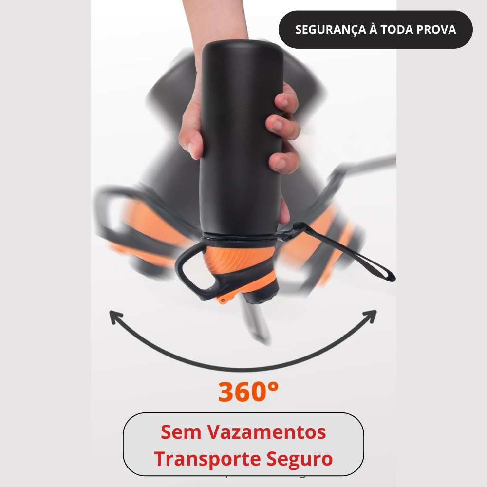 Garrafa termica pra academia com tampa magnética segurando 360°, transporte seguro e sem vazamentos.