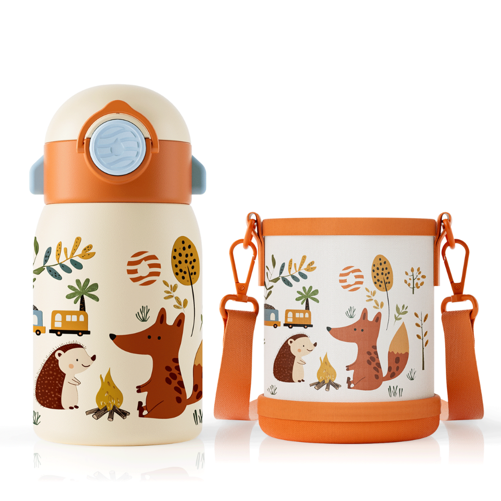 Garrafa Térmica Infantil 400ml em Aço Inox com Estampa Cartoon - LojaLB