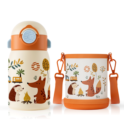 Garrafa Térmica Infantil 400ml em Aço Inox com Estampa Cartoon - LojaLB