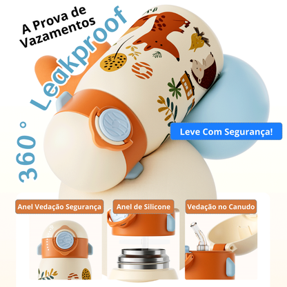 Garrafa Térmica Infantil 400ml em Aço Inox com Estampa Cartoon - LojaLB