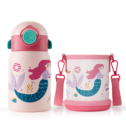 Garrafa Térmica Infantil 400ml em Aço Inox com Estampa Cartoon - LojaLB