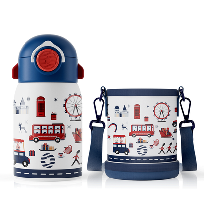 Garrafa Térmica Infantil 400ml em Aço Inox com Estampa Cartoon - LojaLB