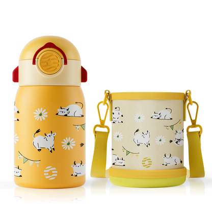 Garrafa Térmica Infantil 400ml em Aço Inox com Estampa Cartoon - LojaLB