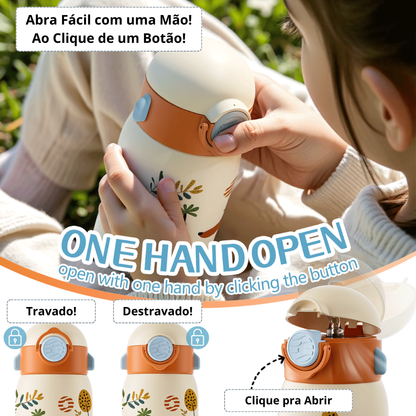 Garrafa Térmica Infantil 400ml em Aço Inox com Estampa Cartoon - LojaLB