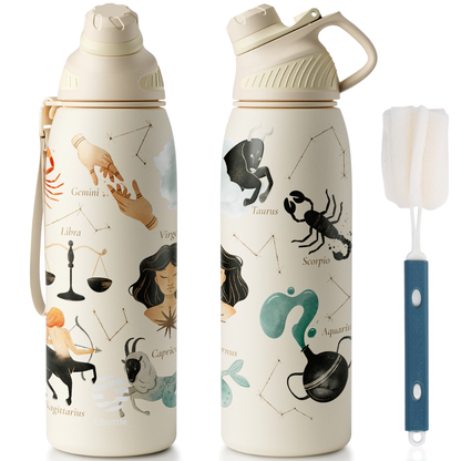Garrafa Térmica Inox 1L com Tampa Magnética e Alça Portátil Feminina Estampas - LojaLB
