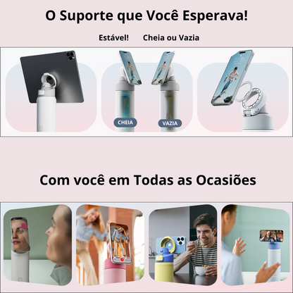 Garrafa Térmica Magnética 950ml em Aço Inox com Suporte para Celular - LojaLB