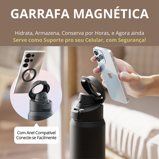 Garrafa Térmica Magnética 950ml em Aço Inox com Suporte para Celular