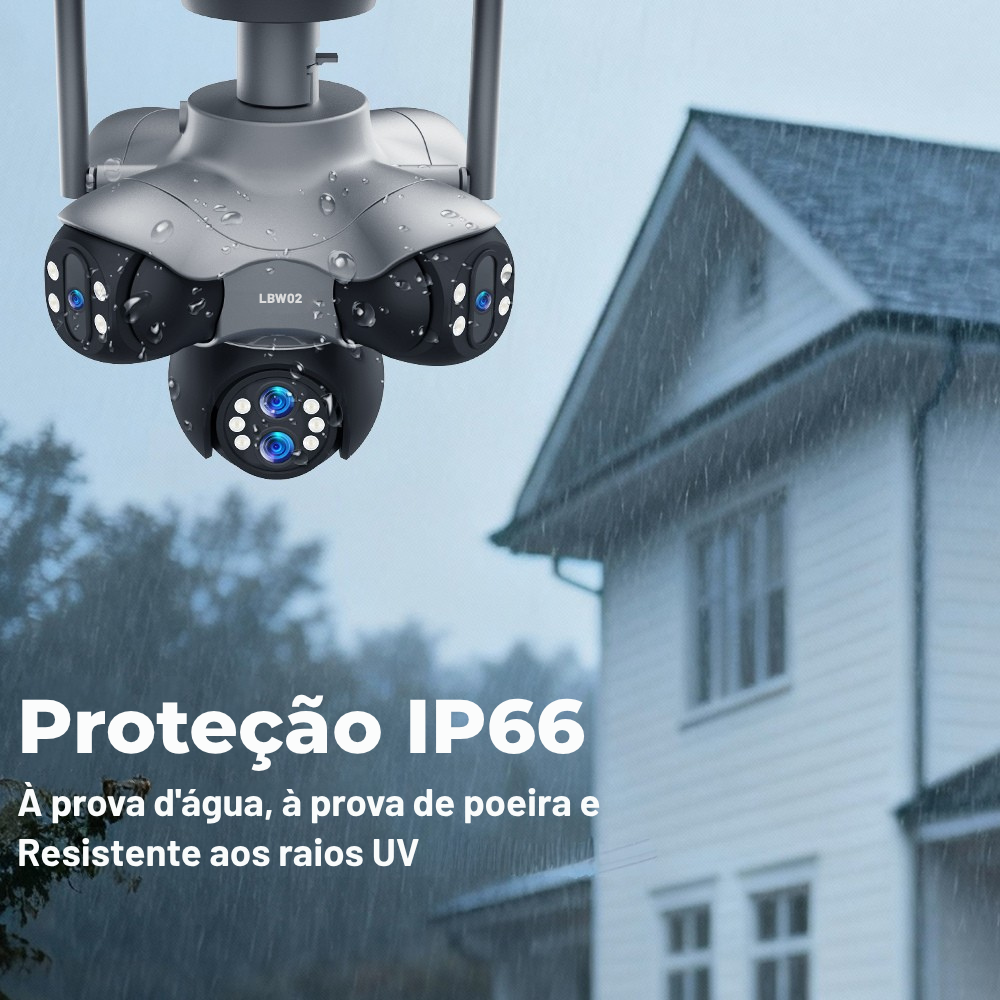 LBW02 Pro Vision 360 – Câmera de Segurança WiFi Externa com Visão Noturna e Monitoramento Inteligente - LojaLB