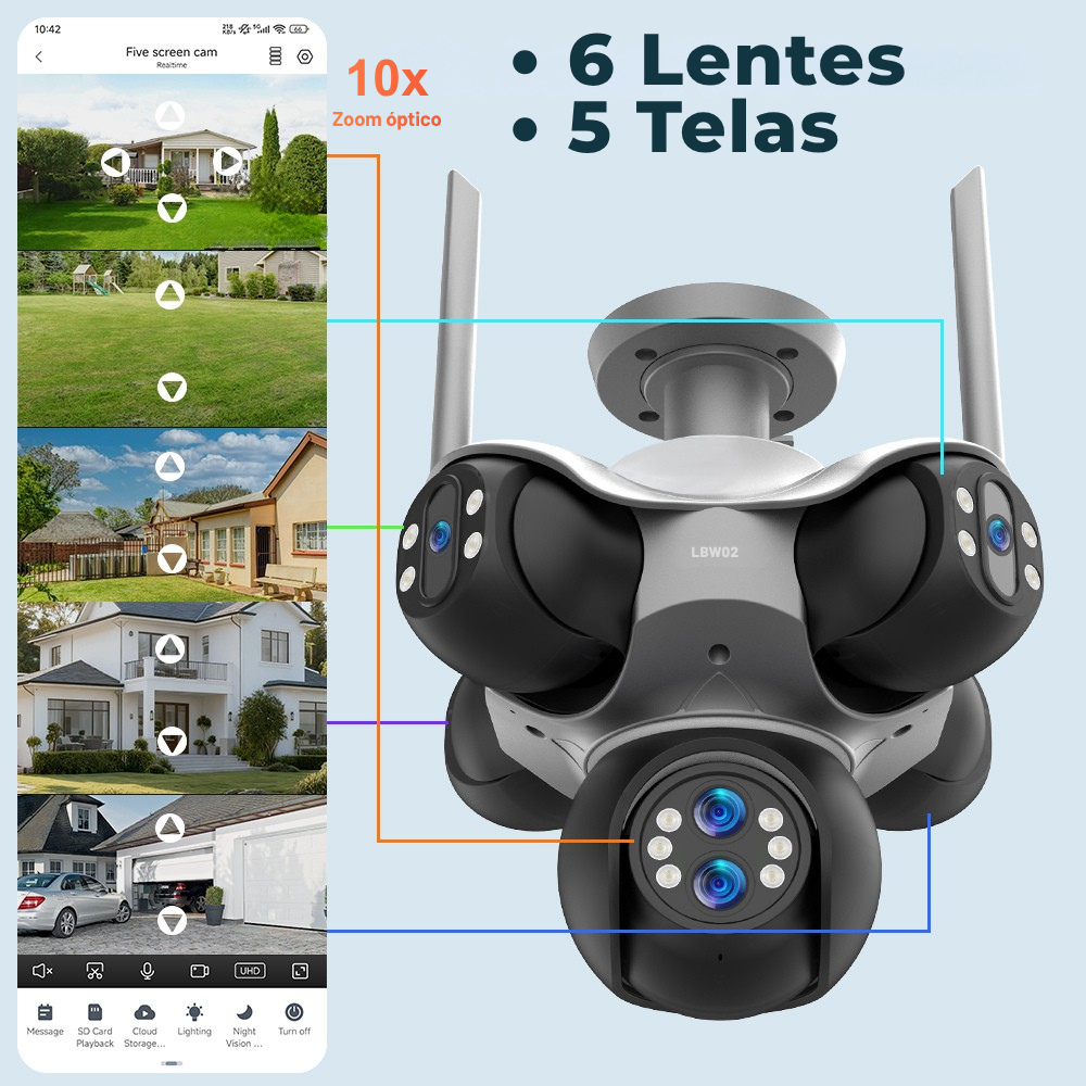 LBW02 Pro Vision 360 – Câmera de Segurança WiFi Externa com Visão Noturna e Monitoramento Inteligente - LojaLB
