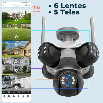 LBW02 Pro Vision 360 – Câmera de Segurança WiFi Externa com Visão Noturna e Monitoramento Inteligente - LojaLB