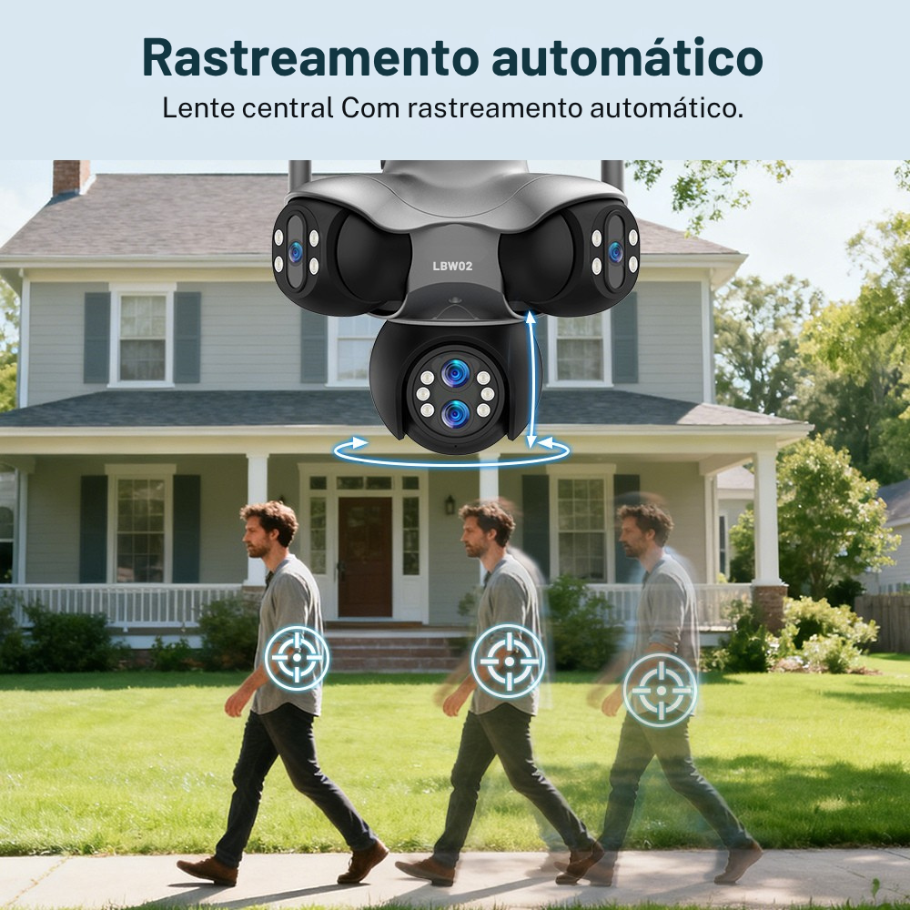 LBW02 Pro Vision 360 – Câmera de Segurança WiFi Externa com Visão Noturna e Monitoramento Inteligente - LojaLB