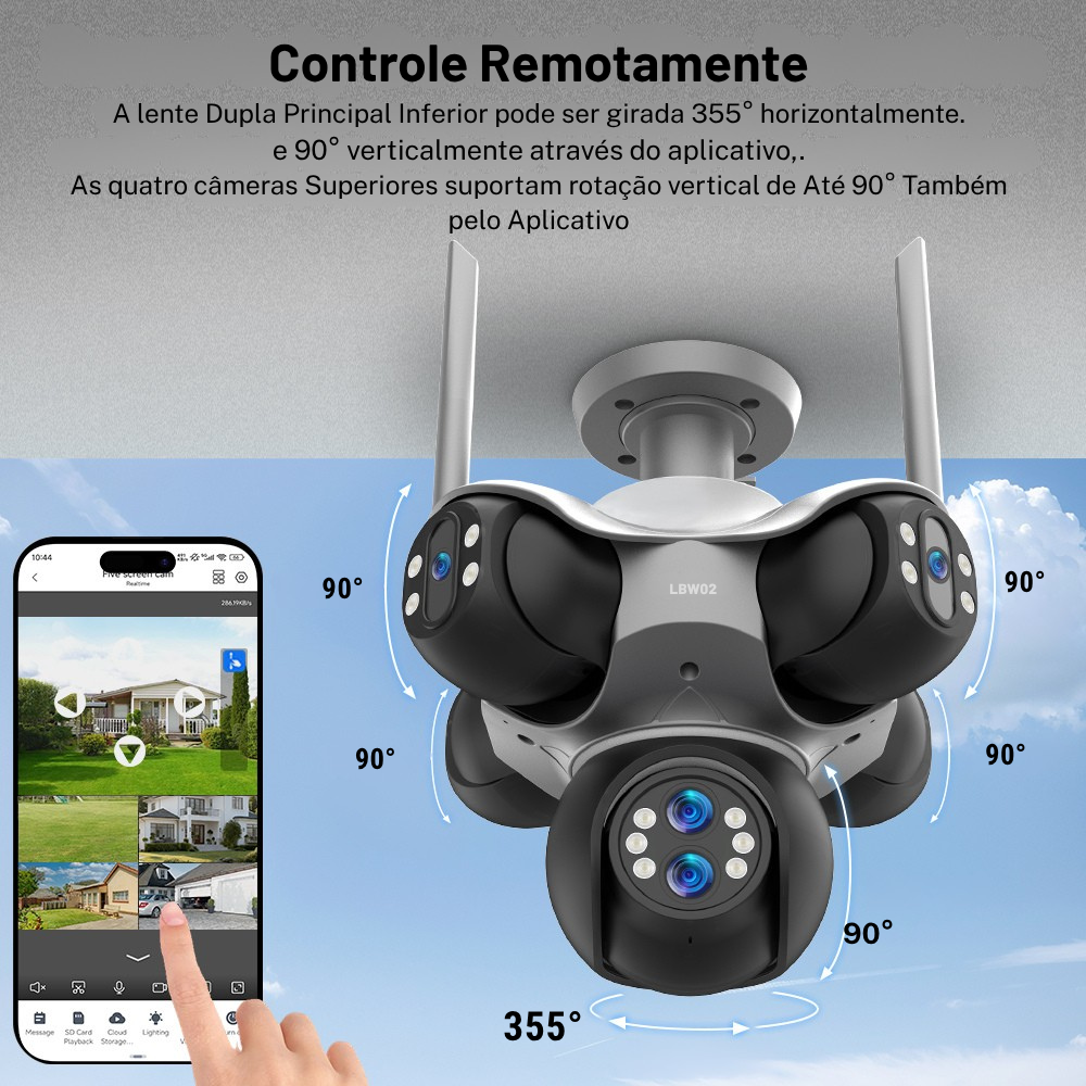 LBW02 Pro Vision 360 – Câmera de Segurança WiFi Externa com Visão Noturna e Monitoramento Inteligente - LojaLB