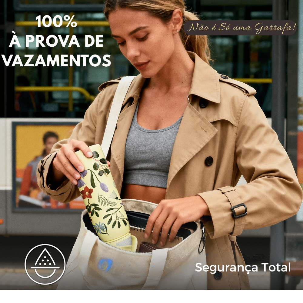 Garrafa Térmica Inox 1L com Tampa Magnética e Alça Portátil Feminina Estampas - LojaLB
