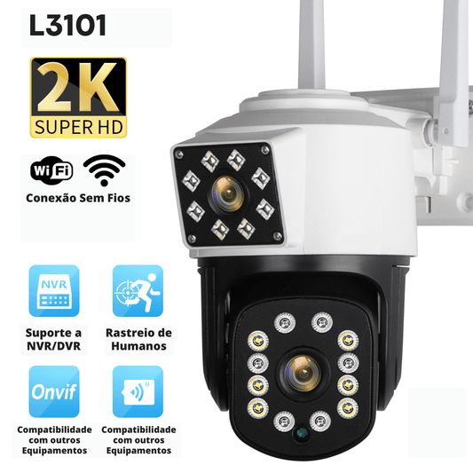 L3101 Camera de segurança wifi externa 4MP 2k Dual Cam Rastreio de Humanos NVR - 1 Ano de Garantia - LojaLB