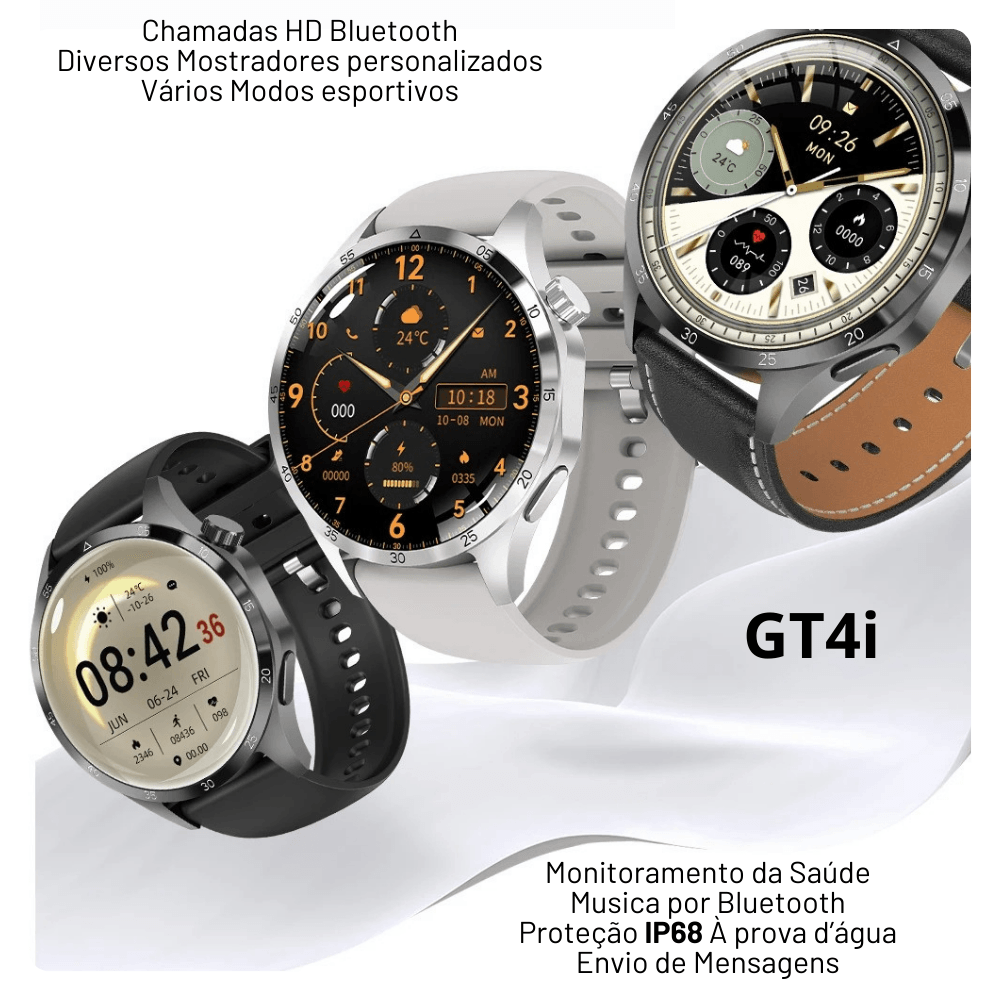 Relogio Smartwatch inteligente GT4i NFC GPS Bussola - LojaLB