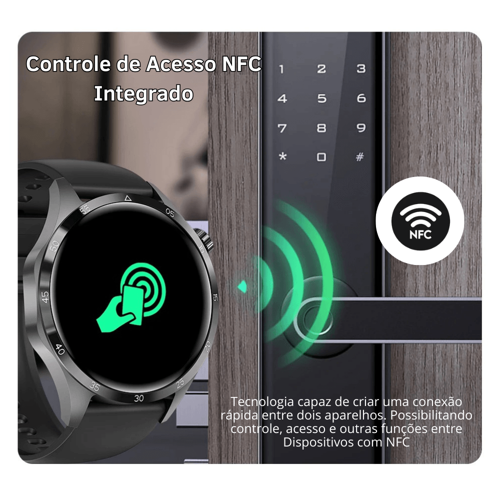 Relogio Smartwatch inteligente GT4i NFC GPS Bussola - LojaLB