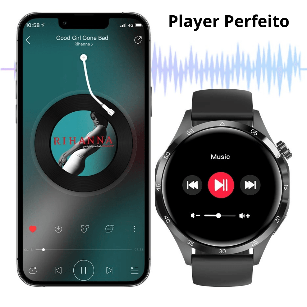 Relogio Smartwatch inteligente GT4i NFC GPS Bussola - LojaLB