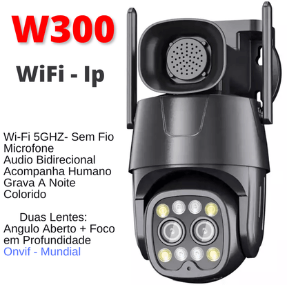 Camera de segurança wifi w300 Inteligente PTZ HD 4MP Com Audio 50 Metros - LojaLB