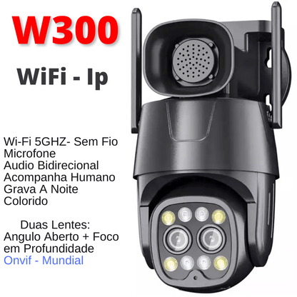 Camera de segurança wifi w300 Inteligente PTZ HD 4MP Com Audio 50 Metros - LojaLB