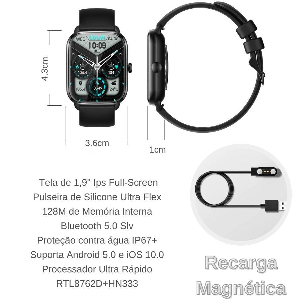 Smartwatch Relogio inteligente watch top ip67 Tela 1.9" Assistente de Voz Bt5.0 Android iphone ios masculino feminino - LojaLB